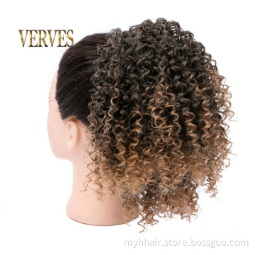 Curly Ponytail Hairpiece With Rubber 10'' crochet braid band hair Chignon Synthetic Ponytail Hair Extension with Clip-in